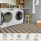 Lahome Striped Easy Jute Rug, 5x7 Dining Room Office Rug Washable Outdoor Patio Rug, Farmhouse Neutral Non Slip Stain Resistance Indoor Outdoor Carpet for Deck Classroom, Khaki