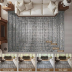 MontVoo-Vintage Area Rug 5X7 Grey Rugs for Living Room-Soft Distressed Printed Rugs for Bedroom-Non Slip Carpet-Machine Washable Rug for Dining Room Living Room Bedside Office