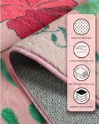 Area Rug 9x12, Washable Large Rugs for Living Room, Non Slip 0.27" Low Pile Vintage Floral Large Carpet for Bedroom, Dining Room, Kids Playroom (Pink)