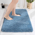 Small Bathroom Rug 17x24 Non Slip Blue Fluffy Bath Mat for Bathroom Floor Washable Plush Luxury Bath Rug for Tub Soft Shaggy Absorbent Shower Mat