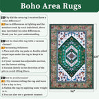 SERISSA Washable Rugs 8x10 Area Rugs, Large Non-Slip Boho Living Room Rug, Ultra Soft Oriental Vintage Green White Print Distressed Carpet for Dining Room Bedroom Dorm Office Home Decor