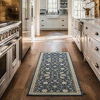 EVERGRACE Hallyway Area Runner Rugs 2x6, Boho Floral Faux Wool Indoor Outdoor Rugs, Washable Rugs for Bedroom Bathroom Living Room Kitchen, Low Pile Floor Mat Carpet for Home Decor, Navy Blue