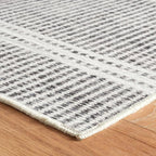 Dash & Albert Malta Blue Machine Washable Rug, 7.5 X 9.5 Feet, Grey Stripe Pattern