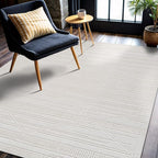 CAMILSON Micro Loop Rug 6x9 Modern Luxury Geometric Pattern Area Rugs Soft High and Low Pile Stain Resistant Easy-Cleaning Non-Shedding for Living Room Office Indoor Carpet (6 x 9 / White)