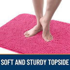 OLANLY Dog Door Mat for Muddy Paws 70x24, Absorbs Moisture and Dirt, Absorbent Non-Slip Washable Doormat, Quick Dry Chenille Mud Mat for Dogs, Entry Indoor Entryway Carpet for Inside Floor, Hot Pink