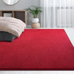 Large Area Rugs for Living Room Bedroom, 5x8 Feet Burgundy Red Rug, Minimalist Modern Shag Rug, Soft Thick Memory Foam Indoor Carpet, Non-Slip Washable Rug for Boys Girls Dorm Nursery Room Home Decor