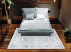 Bloom Rugs Washable Non-Slip 5' x 7' Rug - Cream/Light Blue/Teal Traditional Medallion Area Rug for Living Room, Bedroom, Dining Room, and Kitchen - Exact Size: 5' x 7'