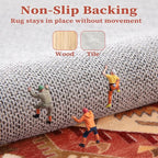 SERISSA 5x7 Boho Area Rug, Washable Non-Slip Rugs for Living Room, Large Red Beige Rug Ultra Soft Vintage Oriental Print Distressed Carpet for Bedroom Dining Room Dorm Office Home Decor