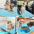 OLANLY Dog Door Mat for Muddy Paws 36x24, Paw Print Design, Absorbs Moisture and Dirt, Absorbent Non-Slip Washable Doormat, Quick Dry Chenille Mud Mat for Dogs, Entry Indoor Entryway Carpet, Blue