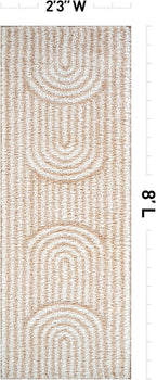 Rugshop Abstract Arch Shag Runner Rug Beige 2' 3" x 8' Perfect for Hallways, Kitchens, or Behind The Sofa