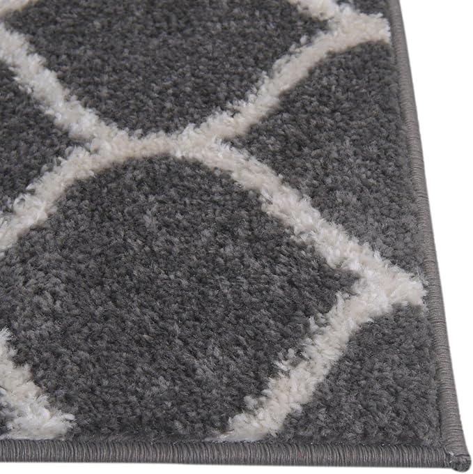 Rugs.com Lattice Frieze Collection Rug – 8' x 11' Dark Gray Medium Rug Perfect for Living Rooms, Large Dining Rooms, Open Floorplans