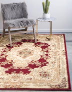 Rugs.com Chateau Collection Rug – 10' x 13' Red Medium Rug Perfect for Living Rooms, Large Dining Rooms, Open Floorplans