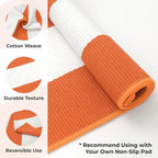 KOZYFLY Striped Rug 27.5x43 Inches Orange and White Halloween Fall Front Door Rug Hand Woven Area Rugs Washable Outdoor Doormats Indoor Entrance Mat for Front Porch Kitchen Entryway Patio Holiday