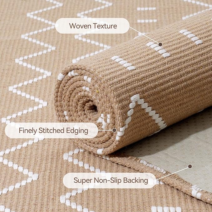 Hallway Runner Rug 2x5, Washable Kitchen Runners Non Slip, Ultra Thin Entryway Floor Mat Fit Under Door, Soft Low Pile Cotton Boho Carpet for Laundry Outdoor Bedroom