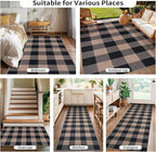 Tangsoo Checkered Easy Jute Rug 5x7 Large Washable Area Rug for Dining Room,Non-Slip Black Grey Indoor Outdoor Rug,Modern Thin Mat Outdoor Carpet for Living Room Bedroom Patio
