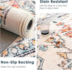 VK VK·LIVING Machine Washable Rug 4'x6' Vintage Design Washable Area Rugs with Non Slip Rugs for Living Room Bedroom Traditional Woven Carpet Stain Resistant,Home Decor Office Boho Rug, Blue&Orange