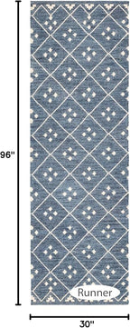 Dash & Albert Kota Indigo Handwoven Wool Rug, 2.5 X 8 Feet, Blue Geometric Pattern