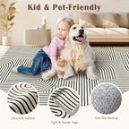 6x9 Area Rug for Living Room - Large Abstract Washable Rugs for Bedroom Non-Slip Indigo Dining Room Rug Rainbow Low-Pile Carpet Soft Modern Rug for Office Classroom Nursery Room