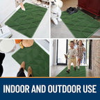 OLANLY Door Mats Indoor, Non-Slip, Absorbent, Dirt Resist, Entrance Washable Mat, Low-Profile Inside Entry Doormat for Entryway (30x17 inches, Green)