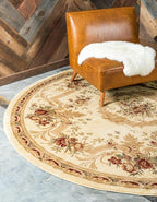 Rugs.com Chateau Collection Rug – 13' Round Cream Medium Rug Perfect for Kitchens, Dining Rooms