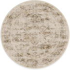 RUGGABLE Washable Vintage Area Rug – Sarrah Hazel 8 ft Round, Stain-Resistant, Non-Slip – Large Machine Washable Rugs for Living Room, Bedroom, Hallway, Entryway & Office–with Cushioned Pad