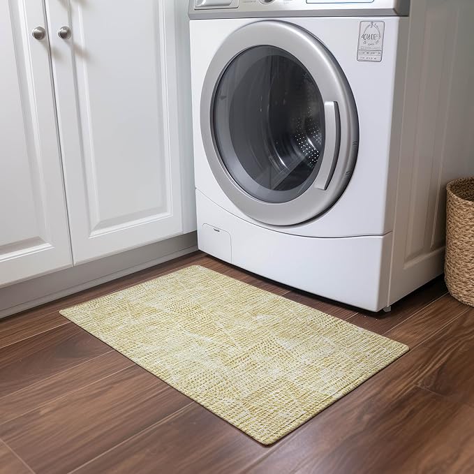 Addison Rugs Chantille ACN591 Wheat 1'8" x 2'6" Indoor Outdoor Area Rug, Easy Clean, Machine Washable, Non Shedding, Bedroom, Living Room, Dining Room, Kitchen, Patio Rug