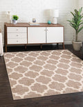 Rugs.com Lattice Collection Rug – 10 Ft Square Light Brown Medium-Pile Rug Perfect for Living Rooms, Kitchens, Entryways