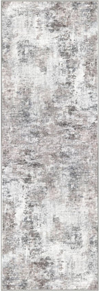 Modern Abstract Runner - 2x5, Beige Grey Washable Kitchen Entryway Rug Mat Non-Slip Soft Neutral Hallway Rug Thin Print Faux Wool Carpet for Bedroom Laundry Room Indoor