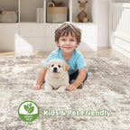 10x12 Area Rugs Living Room: Washable Large Abstract Soft Rug Stain Resistant Indoor Floor Non-Slip Accent Carpet for Women Modern Home Enthusiasts Aged 25-45 - Bedroom Nursery Playroom- Beige Brown