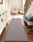 LUMI Handwoven Indoor Door Mat 24"x71", Non-Slip Low Profile Checkered Inside Doormat, Comfort Weave Grid Pattern Floor Mats, Taupe