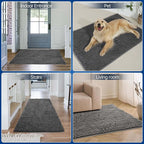 Chenille Absorbent Front Door Mat 72" x 24", Dog Door Mat for Muddy Paws, Trap Dirt Doormat, Mud Mat for Dogs, Washable Non Slip Outdoor Indoor Doormats for Entryway, Grey