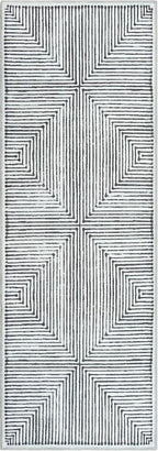 Bloom Rugs Washable Non-Slip 12 ft Runner - Black/Ivory Striped Runner for Entryway, Hallway, Bathroom, and Kitchen - Exact Size: 2.5' x 12'