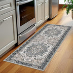 KOZYFLY Runners for Hallways 2x5 Ft Washable Kitchen Runner Rug Boho Runner Rug for Entryway Indoor Printed Oriental Faux Wool Floor Carpet Runner for Laundry Room Kitchen Hall, Black/Taupe/Beige