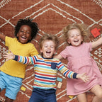 ReaLife Rugs Machine Washable Area Rug - Living Room Bedroom Bathroom Kitchen Entryway Office - Padded Low Pile Stain Resistant Premium - Moroccan Diamond Tribal - Jax - Orange 5' x 7'