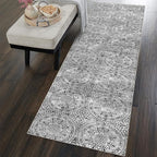 vivorug Runner Rug 2'x8' Machine Washable Non-Slip Runners for Hallways Kitchen Entryway Laundry Room Vintage Medallion Carpet Hallway Runner Grey