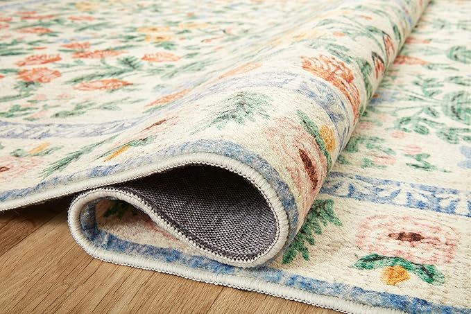 Loloi Rifle Paper Co. Eden Collection EDE-02 Mughal Garden Cream 2'-6" x 11'-6" Runner Rug feat. CloudPile™