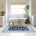 Fame Living Navy Blue Oushak Rug, Modern, Vintage, Turkish, Eclectic, Floral, Pastel, Washable, Area Rugs for Living Room, Dining, Bedroom, Office, Entryway, Foyer, Playroom, Nursery, 5'x6'9"