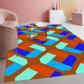 Bright Vibrant Geometric Living Room Area Rug with Burgundy and Blue Colorful Texture Machine Washable Non Slip Soft Carpet for Nursery Room Bedroom Dining Room Home Office Indoor 10x14 Rugs