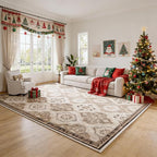 EnHomee 8x10 Area Rug, Soft Washable Rugs for Living Room Bedroom, Boho Non Slip Low Pile Stain Resistant Washable Rug Large Area Rugs for Dining Room,Easy to Clean Living Room Rug, Khaki