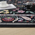 Runner Rug Washable Kitchen Runner 2'x6' Rug Floral Non-Slip for Entryway Indoor Soft Carpet for Hallways, Kitchen, Laundry, Bedroom, Bathroom (Vibrant Black)