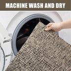 Collive Washable Small Bathroom Rug 2x3, Hand Woven Low Profile Front Door Mat Natural/Black Farmhouse Entryway Rugs, Cotton Reversible Kitchen Carpet for Foyer Bedroom Door Decor