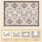 EnHomee Area Rugs 5x7, Soft Washable Rugs for Living Room Bedroom, Boho Non Slip Low Pile Stain Resistant Washable Rug Large Carpet for Dining Room,Easy to Clean Living Room Rug, Khaki