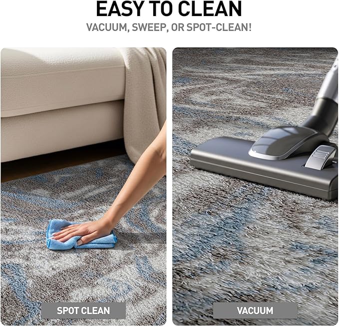 Rugshop Abstract Marble Shag Runner Rug Blue 2' 3" x 12' Great for Long Hallways, Open Entryways, or Galley Kitchens
