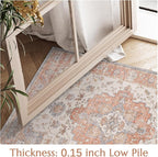 jinchan Runner Rug 2x6 Vintage Hallway Rug Boho Washable Runner Floral Medallion Retro Lightweight Non Slip Classic Thin Soft Carpet for Kitchen Bedroom Bathroom Laundry Room Doorway Brick Red