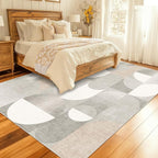 Large Grey Area Rugs 8x10 Washable Rug for Living Room Bedroom Dining Room,Modern Geometric Non Slip Beige Carpet