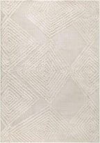 Antep Rugs Palafito 4x6 Geometric Shag Diamond High-Low Pile Textured Indoor Area Rug (Beige, 3'11" x 5'11")