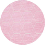 Unique Loom Trellis Frieze Collection Area Rug - Geometric (5' 1" Round, Light Pink/ Ivory)
