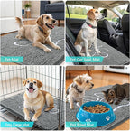 OLANLY Dog Door Mat for Muddy Paws 36x24, Paw Print Design, Absorbs Moisture and Dirt, Absorbent Non-Slip Washable Doormat, Quick Dry Chenille Mud Mat, Entry Indoor Entryway Carpet, Grey and White
