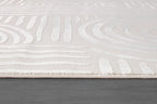 Beverly Rug Modern Geometric Area Rug 9x12 Low-High Pile Durable Soft Abstract Curved Indoor Rugs for Living Dining Room Office Stain Resistant Non Shedding Casual Indoor Carpet Beige White 9 x 12