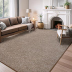 AROGAN Washable 4×6 Bedroom Rug, Modern Area Rugs with Soft Memory Foam for Living Room, Minimalist Non-Slip Indoor Floor Carpet for Dining Room Office Kids Playroom Decor, Matte Brown